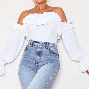 White Ruffle Top